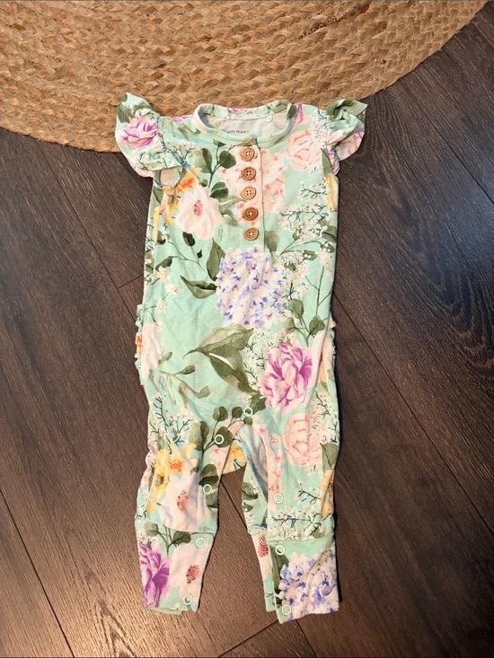 Posh Peanut Other - Posh Peanut Floral Ruffle Sleeve Romper - Mint, Purple, Pink 3-6 months